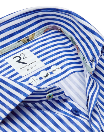 Travel shirt striped 014 - Blue