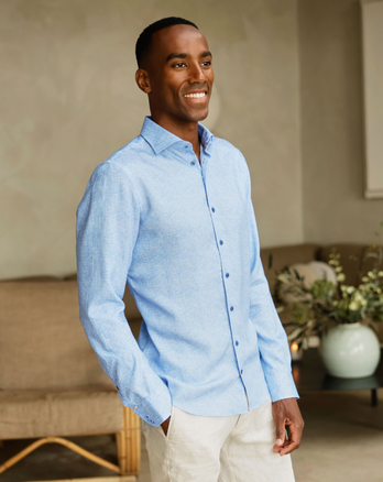 Bedrukt lyocell overhemd 018 - Light blue