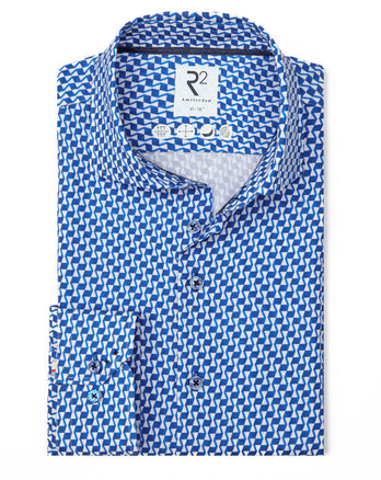 Geometriedruck Lyocell-Hemd 014 - Blue