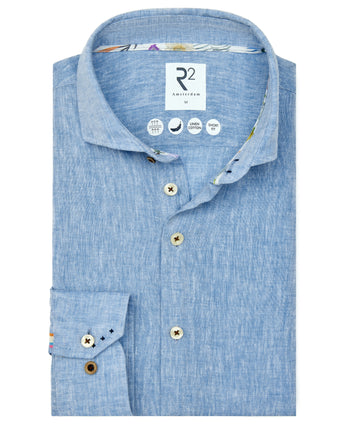 Linnenmix overhemd 016 - Denim blue