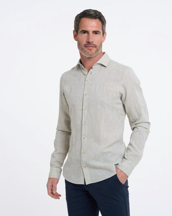 Linnenblend overhemd 074 - Green