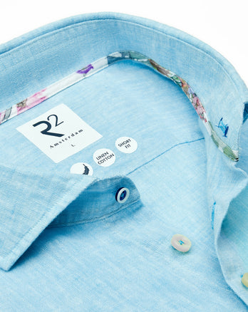 Linnenmix overhemd 076 - Aqua