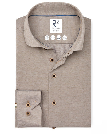 Linnenmix knitted overhemd 045 - Beige