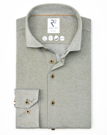 Linnenmix knitted overhemd 070 - Dark green