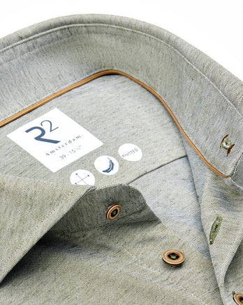 Linnenmix knitted overhemd 070 - Dark green