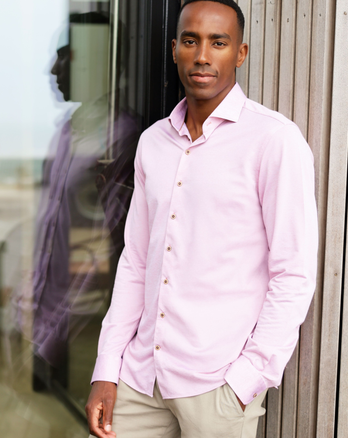 Linnenmix knitted overhemd 087 - Pink