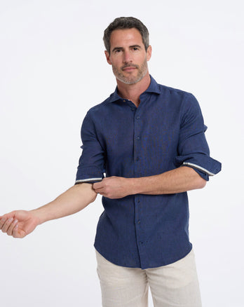 Linnen overhemd 010 - Navy