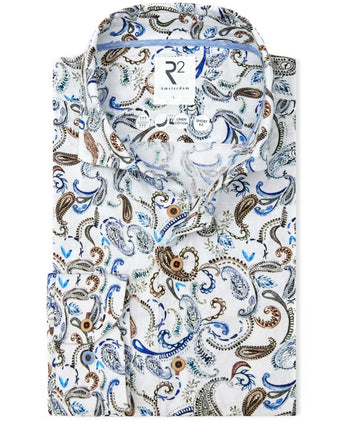 Paisley-Print Leinenmischung Stretchhemd 073 - Multicolour