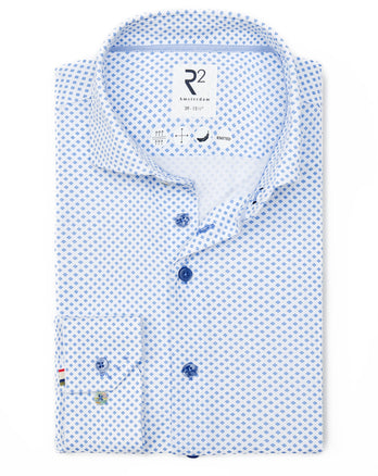 Travel shirt mini print 018 - Light blue