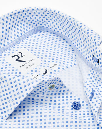 Travel shirt mini print 018 - Light blue