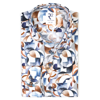 Chemise stretch imprimée multicolore 014 - Blue