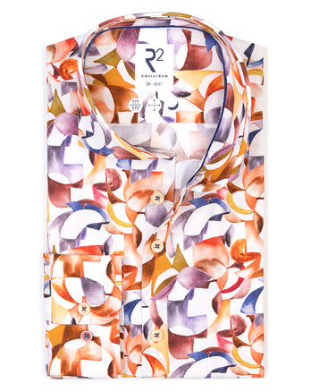 Multicolour print stretch overhemd 073 - Multicolour