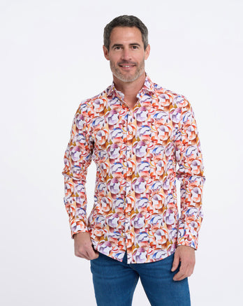 Multicolour print stretch overhemd 073 - Multicolour
