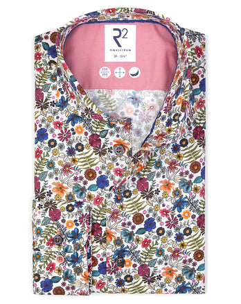 Floral print stretch shirt 073 - Multicolour