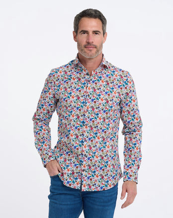 Floral print stretch shirt 073 - Multicolour
