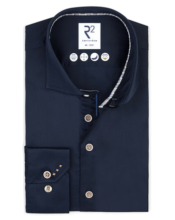 2 PLY organic cotton twill shirt 010 - Navy