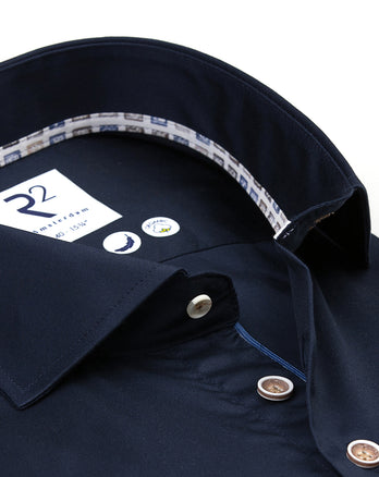 2 PLY organic cotton twill shirt 010 - Navy