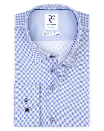 Mini-Druck Baumwollhemd 014 - Blue