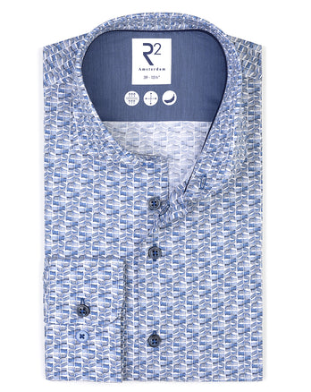 Chemise en coton imprimé 014 - Blue