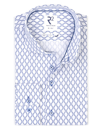 Chemise en coton imprimée de traces de pneus 014 - Blue