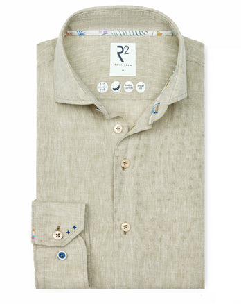 Extra lange mouwen. Linnenblend overhemd 074 - Green