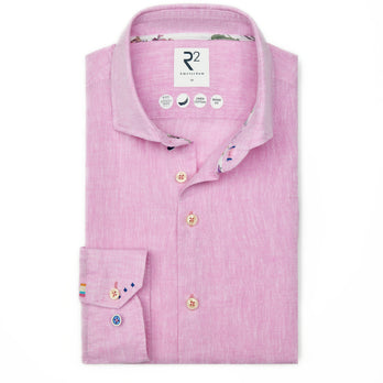 Extra long sleeves. Linen blend shirt 087 - Pink