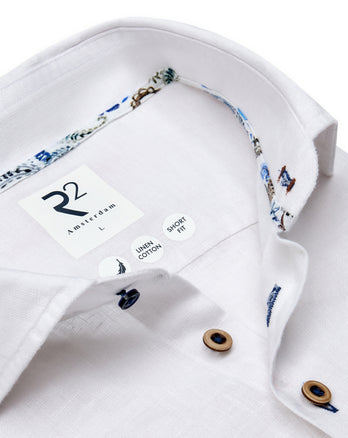 Extra lange mouwen. Linnen stretch overhemd 004 - White