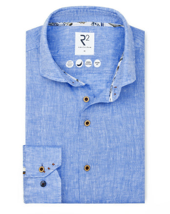 Extra lange mouwen. Linnen stretch overhemd 018 - Light blue