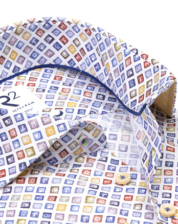 Extra lange mouwen. Dashboard lampjes print katoenen overhemd 073 - Multicolour