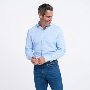 Manches extra longues. Chemise en lyocell mélangé à imprimé mini 014 - Blue