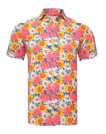 Korte mouwen bloemenprint lyocell overhemd 073 - Multicolour