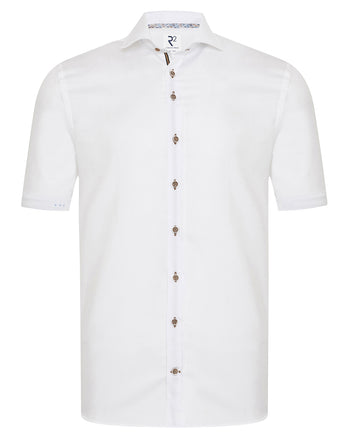 Korte mouw strijkvrij stretch overhemd 004 - White