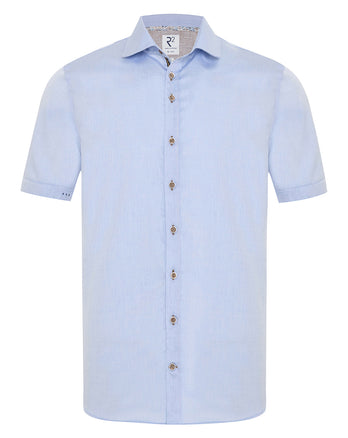 Korte mouw strijkvrij stretch overhemd 018 - Light blue