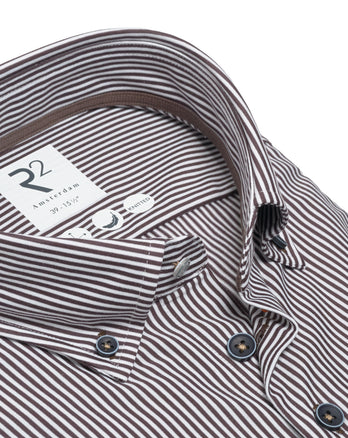 Travel shirt striped 041 - Brown