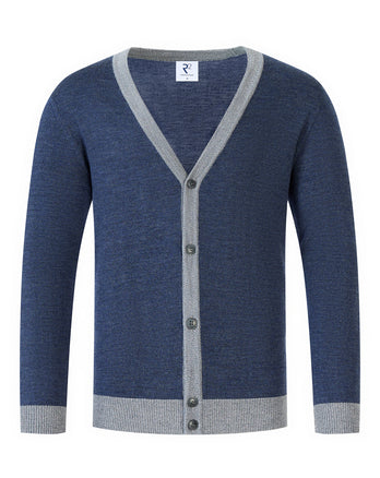 100% Wool cardigan 010 - Navy