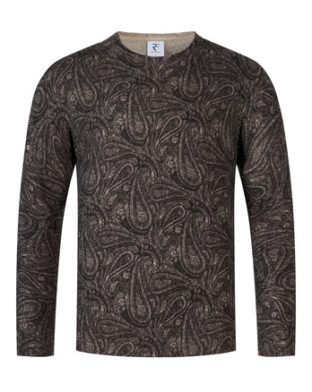 Paisley-Print Baumwoll-Kaschmir- Mix Pullover 041 - Brown
