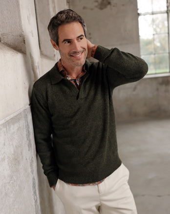 Merino wool blend Johnny pullover 070 - Dark green