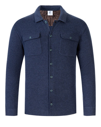 Wool blend knitted overshirt 010 - Navy