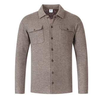 Wool blend knitted overshirt 042 - Taupe