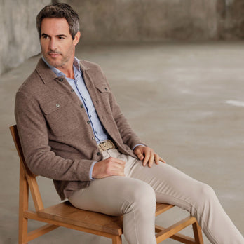 Wool blend knitted overshirt 042 - Taupe