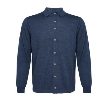 100% Merino wool lightweight cardigan 014 - Blue