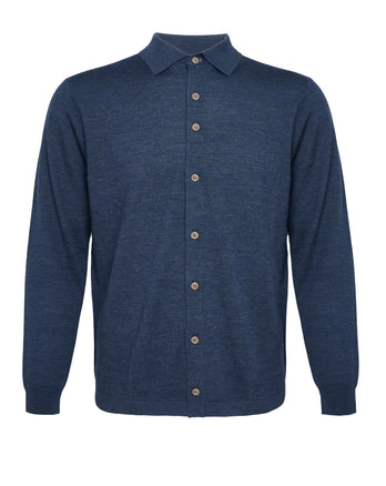 100% Merino wool lightweight cardigan 014 - Blue