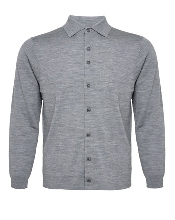 100% Merino wool lightweight cardigan 028 - Grey