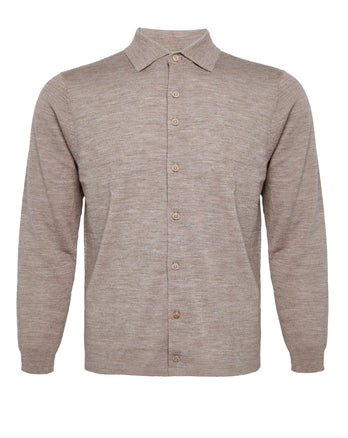 100% Merino wool lightweight cardigan 042 - Taupe