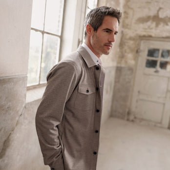 Knitted stretch overshirt 042 - Taupe