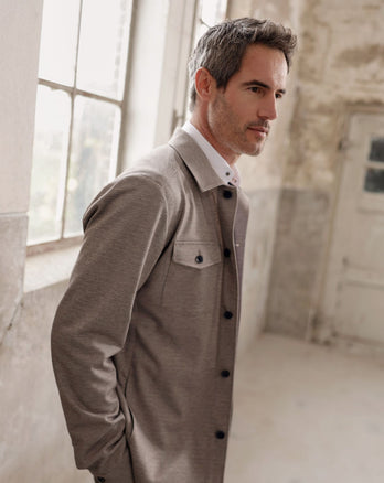 Gebreid stretch overshirt 042 - Taupe