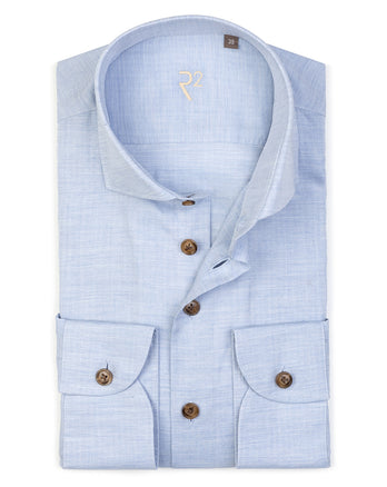 R2 Premium herringbone flanel shirt 018 - Light blue