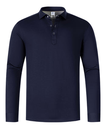 Single jersey katoenen poloshirt 010 - Navy