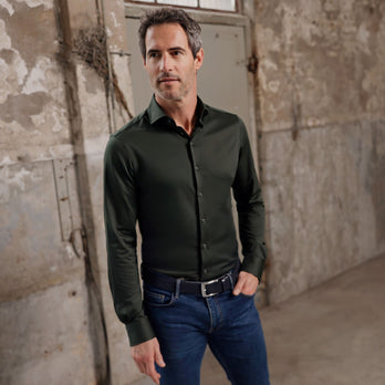 Travel shirt dobby 070 - Dark green
