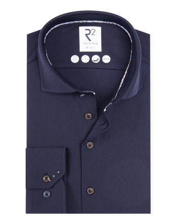 Travel shirt herringbone 010 - Navy